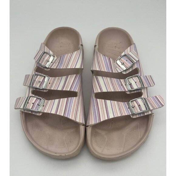 Birki's Birkenstock Sansibar 3 Strap Sandal Pastel Pink Stripe Women's 39 / 8 - Picture 1 of 7